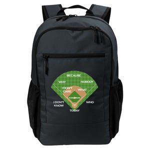 Who's on First Baseball Diamond Fielding Card Daily Commute Backpack