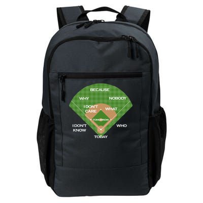 Who's on First Baseball Diamond Fielding Card Daily Commute Backpack