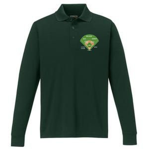 Who's on First Baseball Diamond Fielding Card Performance Long Sleeve Polo