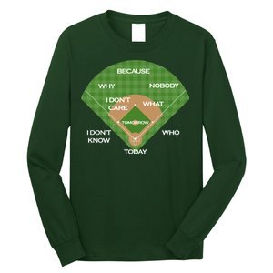 Who's on First Baseball Diamond Fielding Card Long Sleeve Shirt