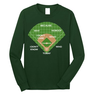 Who's on First Baseball Diamond Fielding Card Long Sleeve Shirt