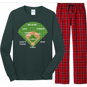 Who's on First Baseball Diamond Fielding Card Long Sleeve Pajama Set