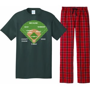 Who's on First Baseball Diamond Fielding Card Pajama Set