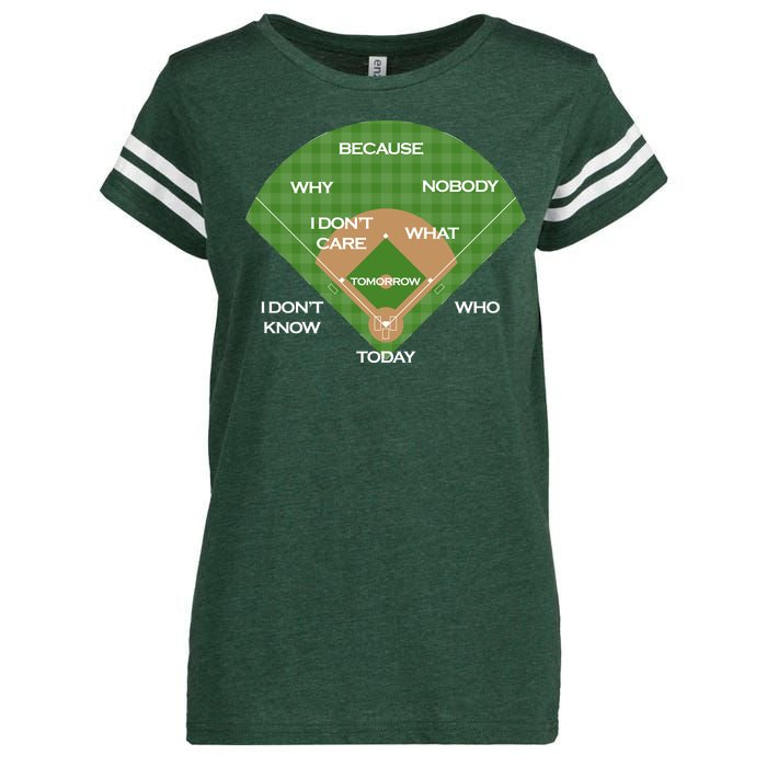 Who's on First Baseball Diamond Fielding Card Enza Ladies Jersey Football T-Shirt