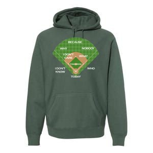 Who's on First Baseball Diamond Fielding Card Premium Hoodie