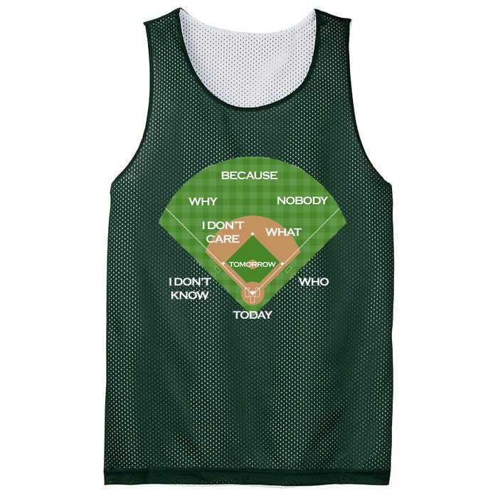 Who's on First Baseball Diamond Fielding Card Mesh Reversible Basketball Jersey Tank