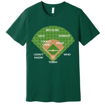 Who's on First Baseball Diamond Fielding Card Premium T-Shirt