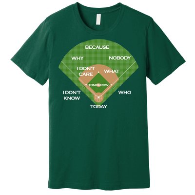 Who's on First Baseball Diamond Fielding Card Premium T-Shirt