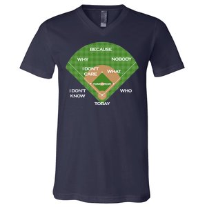 Who's on First Baseball Diamond Fielding Card V-Neck T-Shirt