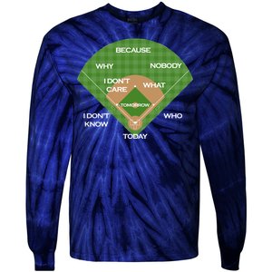 Who's on First Baseball Diamond Fielding Card Tie-Dye Long Sleeve Shirt