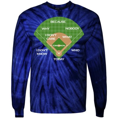 Who's on First Baseball Diamond Fielding Card Tie-Dye Long Sleeve Shirt