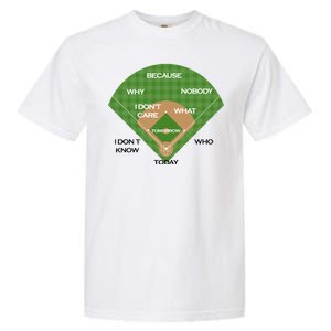 Who's on First Baseball Diamond Fielding Card Garment-Dyed Heavyweight T-Shirt