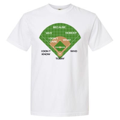 Who's on First Baseball Diamond Fielding Card Garment-Dyed Heavyweight T-Shirt