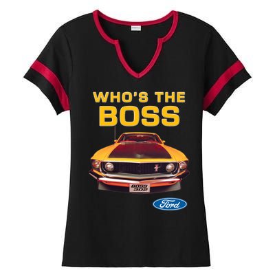 Who's The Boss Ford Mustang Ladies Halftime Notch Neck Tee