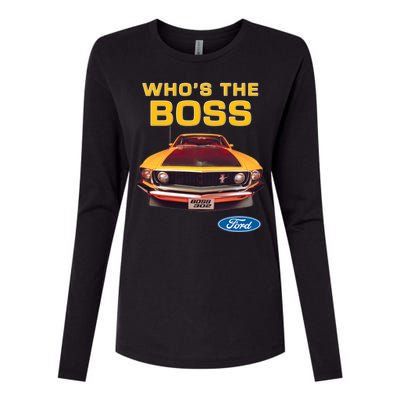 Who's The Boss Ford Mustang Womens Cotton Relaxed Long Sleeve T-Shirt