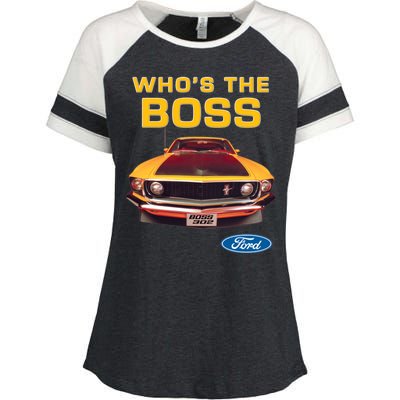 Who's The Boss Ford Mustang Enza Ladies Jersey Colorblock Tee