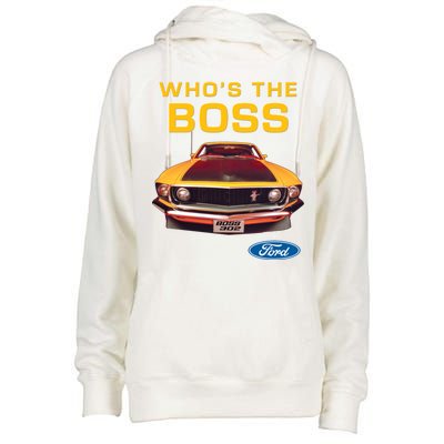 Who's The Boss Ford Mustang Womens Funnel Neck Pullover Hood