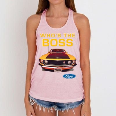 Who's The Boss Ford Mustang Women's Knotted Racerback Tank