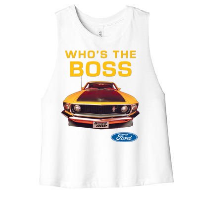 Who's The Boss Ford Mustang Women's Racerback Cropped Tank