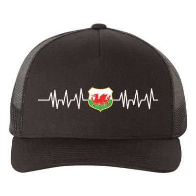 Wales Heartbeat Pulse Wales Flag Yupoong Adult 5-Panel Trucker Hat