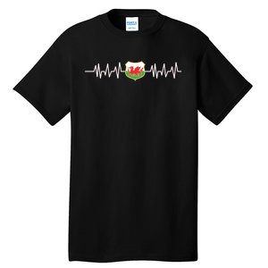 Wales Heartbeat Pulse Wales Flag Tall T-Shirt