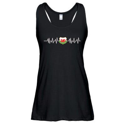 Wales Heartbeat Pulse Wales Flag Ladies Essential Flowy Tank