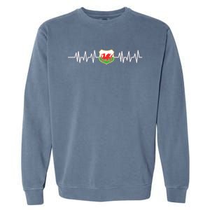 Wales Heartbeat Pulse Wales Flag Garment-Dyed Sweatshirt