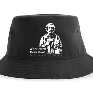 Work Hard Pray Hard Saint Joseph The Worker Sustainable Bucket Hat