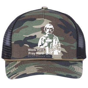 Work Hard Pray Hard Saint Joseph The Worker Retro Rope Trucker Hat Cap