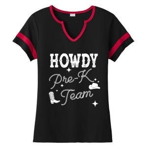 Womens Howdy PreK Team Teacher Cowboy Cowgirl Western Teacher Ladies Halftime Notch Neck Tee