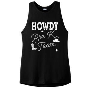 Womens Howdy PreK Team Teacher Cowboy Cowgirl Western Teacher Ladies PosiCharge Tri-Blend Wicking Tank