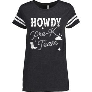 Womens Howdy PreK Team Teacher Cowboy Cowgirl Western Teacher Enza Ladies Jersey Football T-Shirt