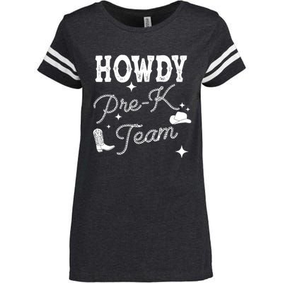 Womens Howdy PreK Team Teacher Cowboy Cowgirl Western Teacher Enza Ladies Jersey Football T-Shirt