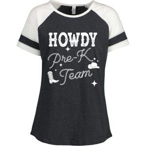 Womens Howdy PreK Team Teacher Cowboy Cowgirl Western Teacher Enza Ladies Jersey Colorblock Tee