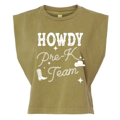 Womens Howdy PreK Team Teacher Cowboy Cowgirl Western Teacher Garment-Dyed Women's Muscle Tee