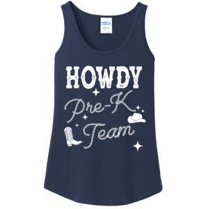 Womens Howdy PreK Team Teacher Cowboy Cowgirl Western Teacher Ladies Essential Tank