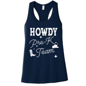 Womens Howdy PreK Team Teacher Cowboy Cowgirl Western Teacher Women's Racerback Tank