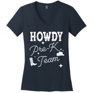 Womens Howdy PreK Team Teacher Cowboy Cowgirl Western Teacher Women's V-Neck T-Shirt