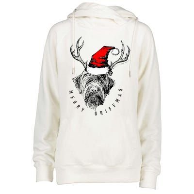 Wire Haired Pointing Griffon Griffmas  Womens Funnel Neck Pullover Hood