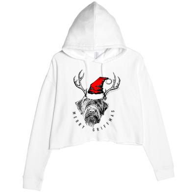 Wire Haired Pointing Griffon Griffmas  Crop Fleece Hoodie