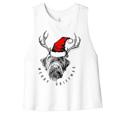 Wire Haired Pointing Griffon Griffmas  Women's Racerback Cropped Tank