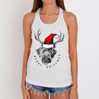 Wire Haired Pointing Griffon Griffmas  Women's Knotted Racerback Tank