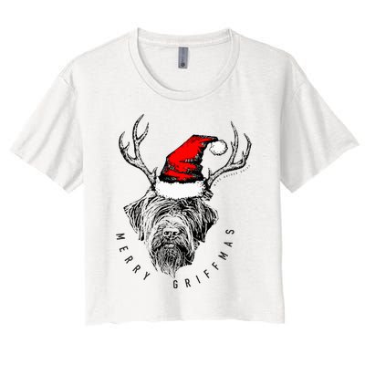 Wire Haired Pointing Griffon Griffmas  Women's Crop Top Tee