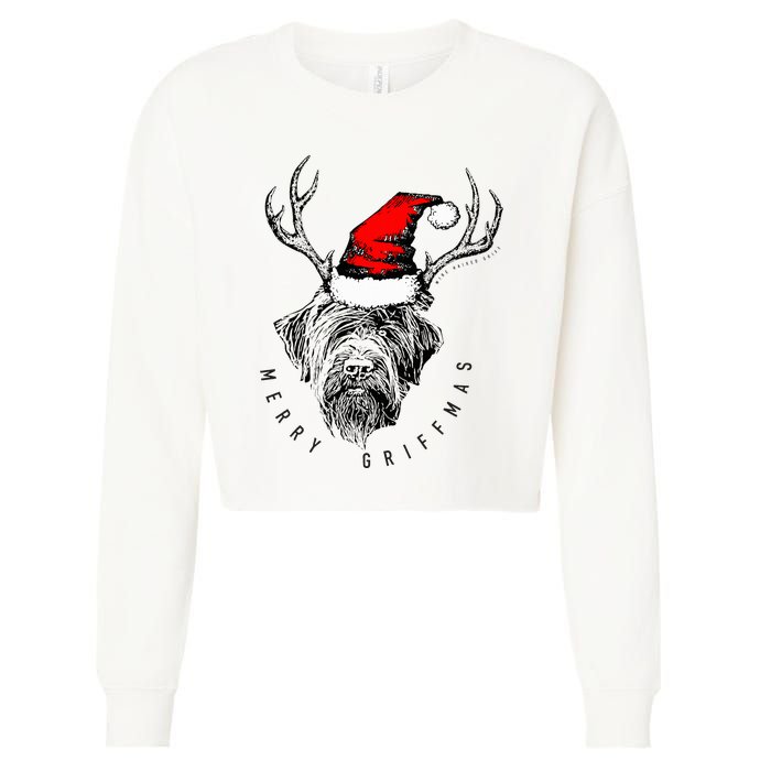 Wire Haired Pointing Griffon Griffmas  Cropped Pullover Crew