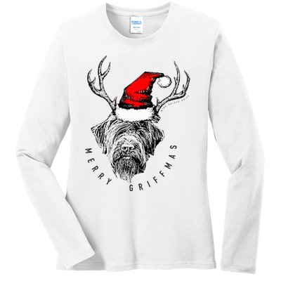 Wire Haired Pointing Griffon Griffmas  Ladies Long Sleeve Shirt