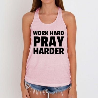 Work Hard Pray Harder Great Gift Women's Knotted Racerback Tank