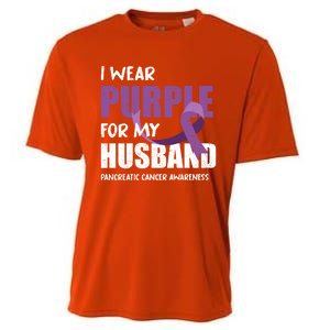 Warrior Husband Purple Ribbon Pancreatic Cancer Awareness Gift Cooling Performance Crew T-Shirt