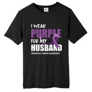 Warrior Husband Purple Ribbon Pancreatic Cancer Awareness Gift Tall Fusion ChromaSoft Performance T-Shirt