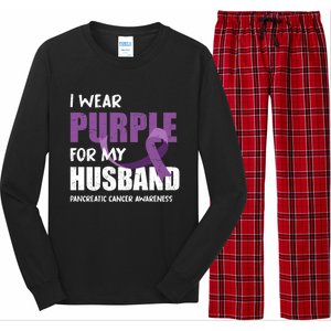 Warrior Husband Purple Ribbon Pancreatic Cancer Awareness Gift Long Sleeve Pajama Set