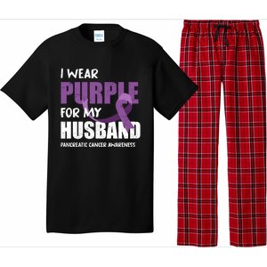 Warrior Husband Purple Ribbon Pancreatic Cancer Awareness Gift Pajama Set